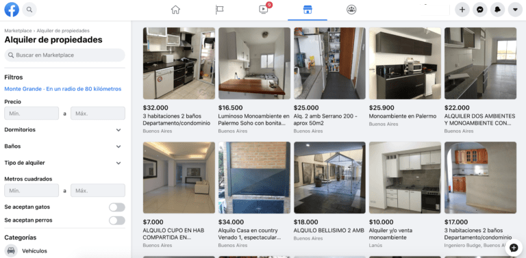 Cómo alquilar inmuebles por Facebook Marketplace